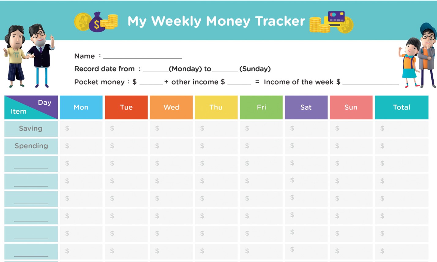 My Weekly Money Tracker&nbsp;[Aged 6-11]